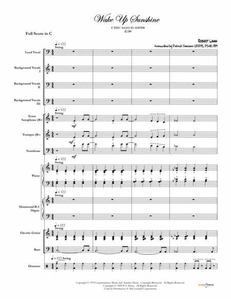 Wake Up Sunshine (arr. Patrick Sheehan)