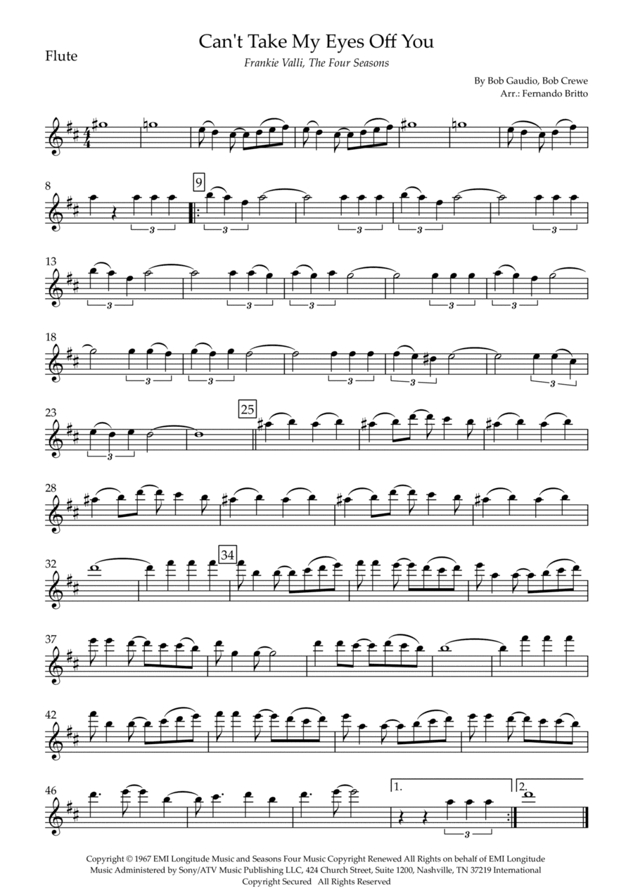 Can't Take My Eyes Off Of You (arr. Fernando Britto)