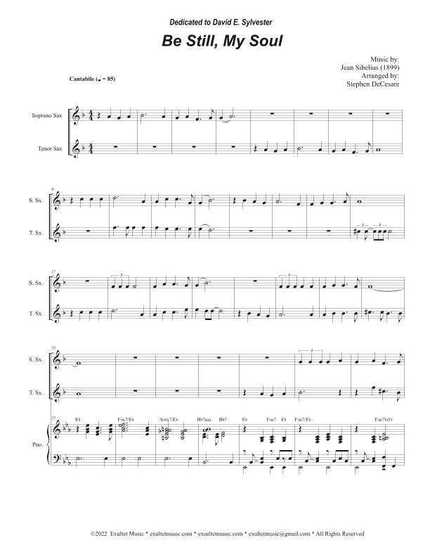 Be Still, My Soul (Duet for Soprano and Tenor Saxophone) (arr. Stephen DeCesare)