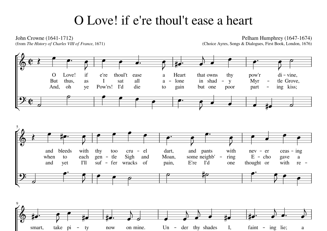 O Love! if e're thoul't ease a heart (arr. Early Music Scores)