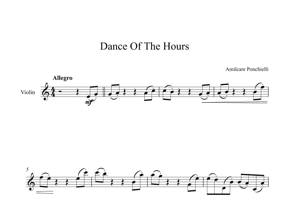 Dance Of The Hours - Amilcare Ponchielli (Violin) (arr. Digital Book Music)