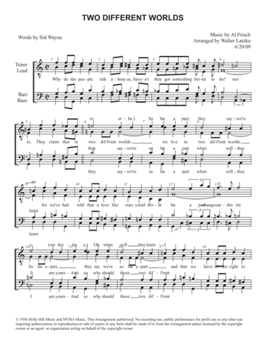 Two Different Worlds (arr. Walter Latzko)