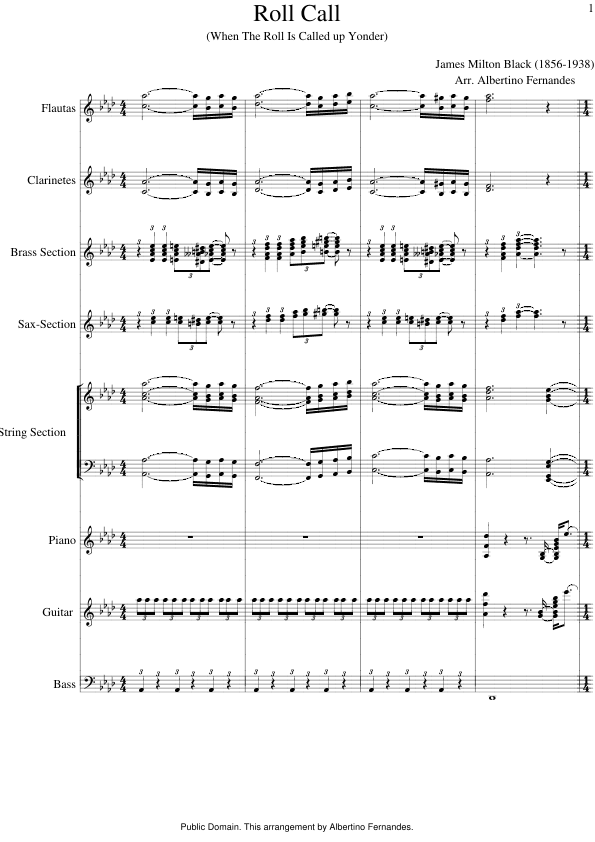 Roll Call - Score Only (arr. Albertino Fernandes)