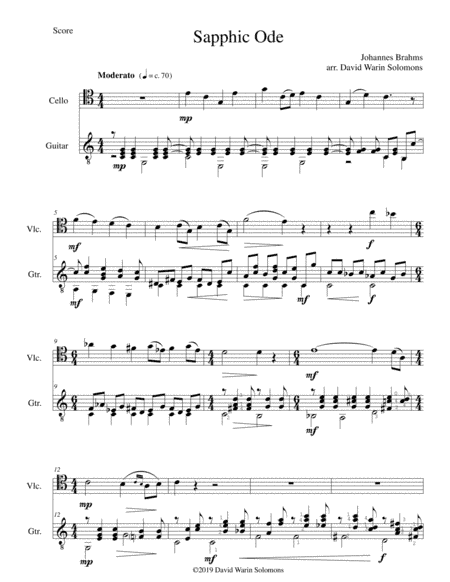 Sapphic Ode for cello and guitar (arr. David Warin Solomons)