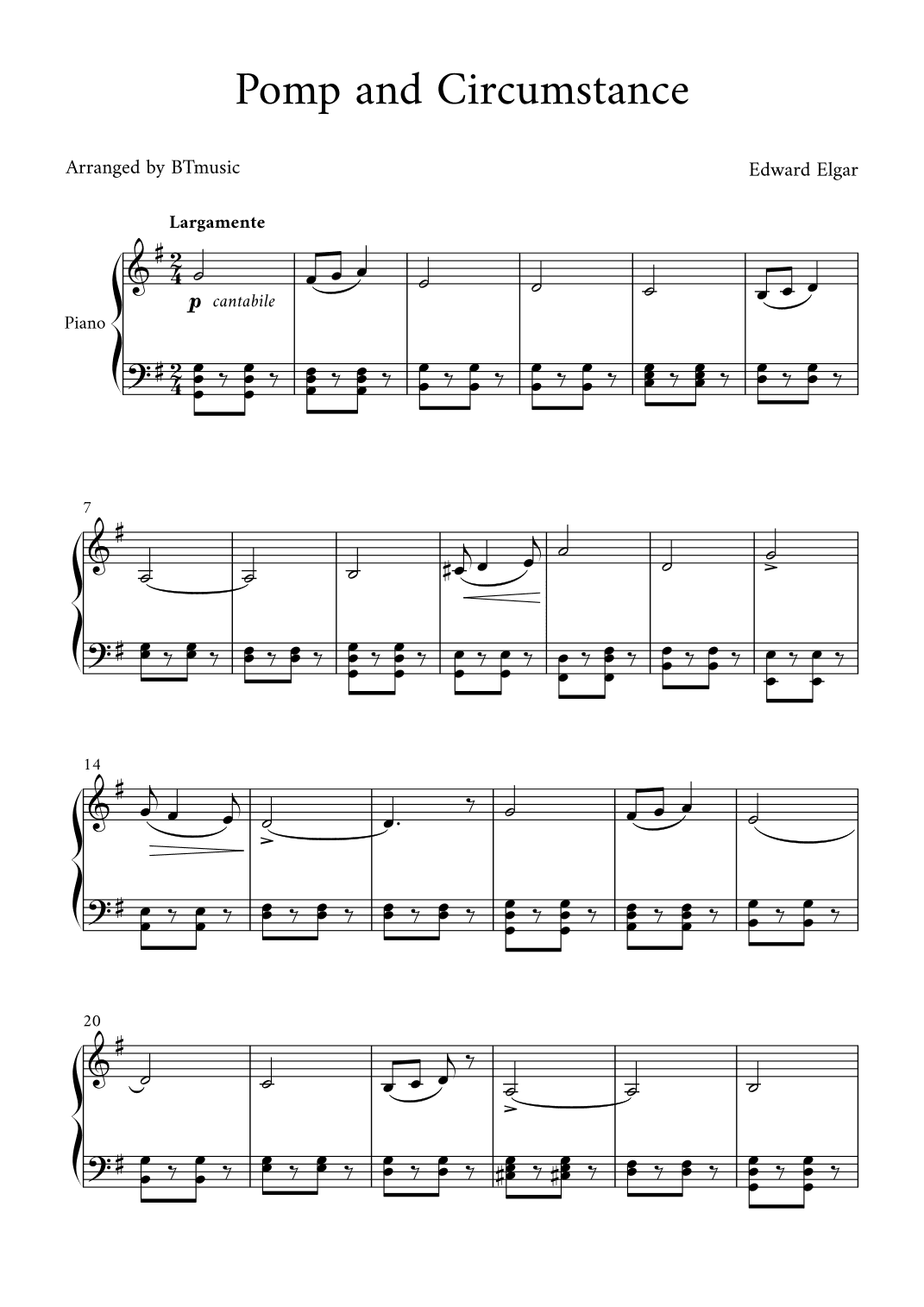 Pomp and Circumstance - Edward Elgar (arr. BTmusic)