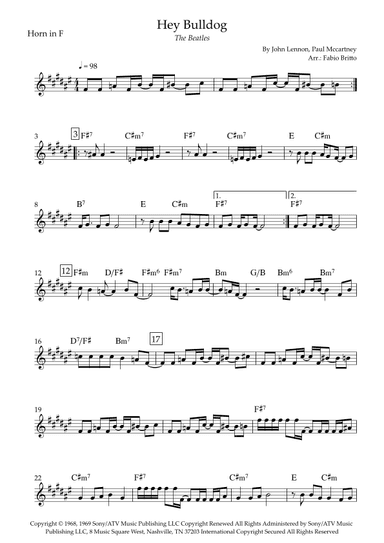 Hey Bulldog (arr. Fabio Britto)