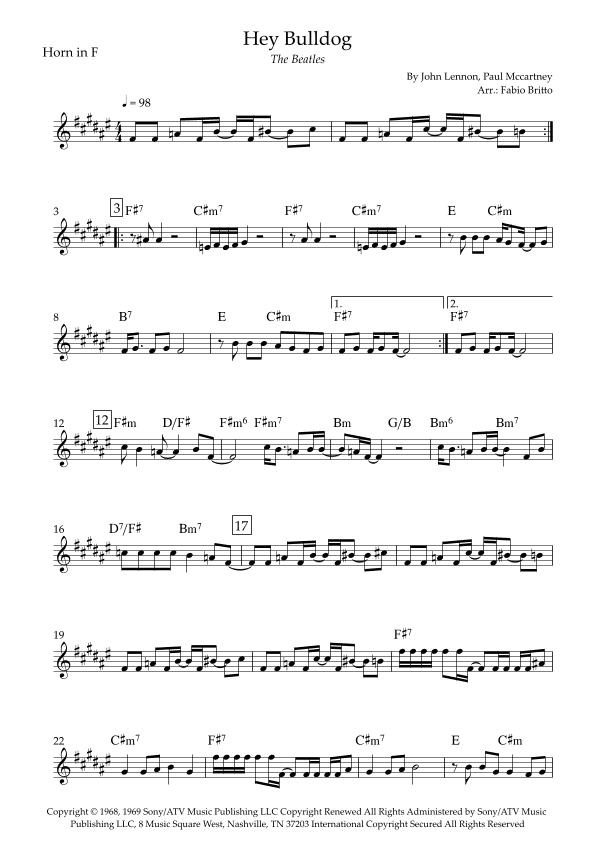 Hey Bulldog (arr. Fabio Britto)