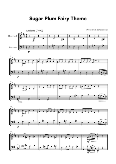 Tchaikovsky - Sugar Plum Fairy Theme (for French Horn and Bassoon) (arr. Cadenza Editions)
