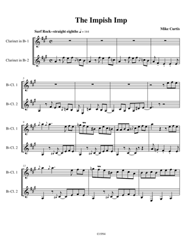 The Impish Imp for 2 clarinets