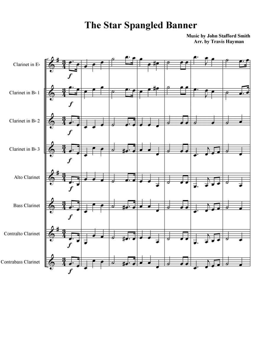 The Star Spangled Banner for Clarinet Choir (arr. Travis Hayman)