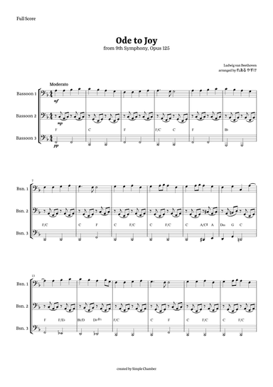 Ode to Joy for Bassoon Trio by Beethoven Opus 125 (arr. れある やすけ)