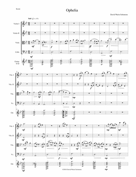Ophelia for string quartet and guitar