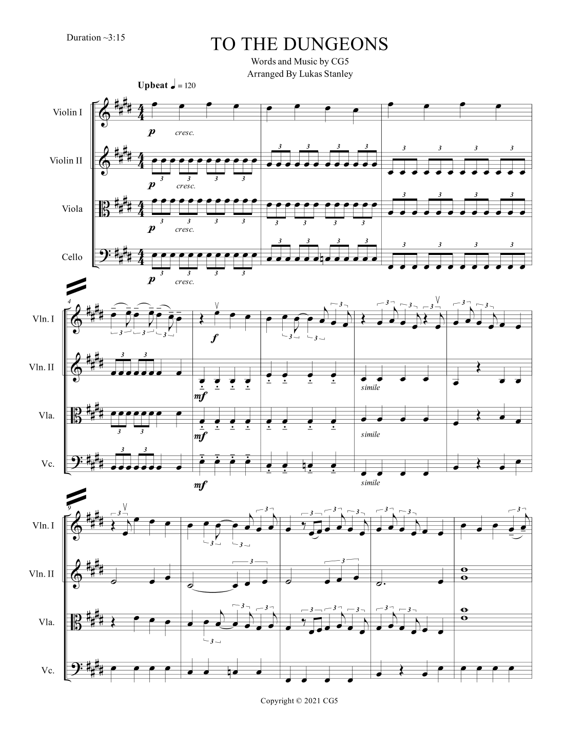 To The Dungeons (arr. Lukas Stanley)