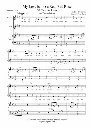 My Love is like a Red, Red Rose (arr. Thomas Quigley)