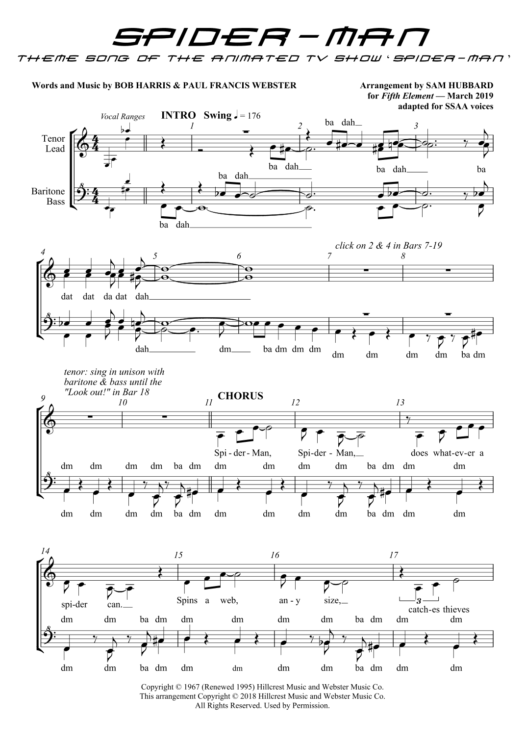 Theme From Spider Man (arr. Sam Hubbard)