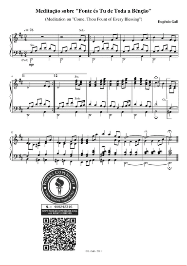 Come, Thou Font of Every Blessing - Prelude-Meditation for organ (Fonte,Tu, de Toda Bênção) (arr. Eugênio Gall)