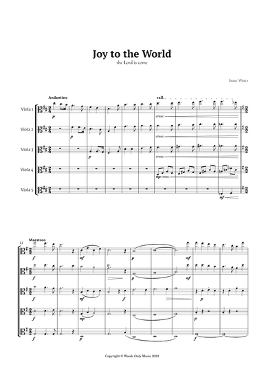 Joy to the World by for Viola Quintet (arr. Ander)