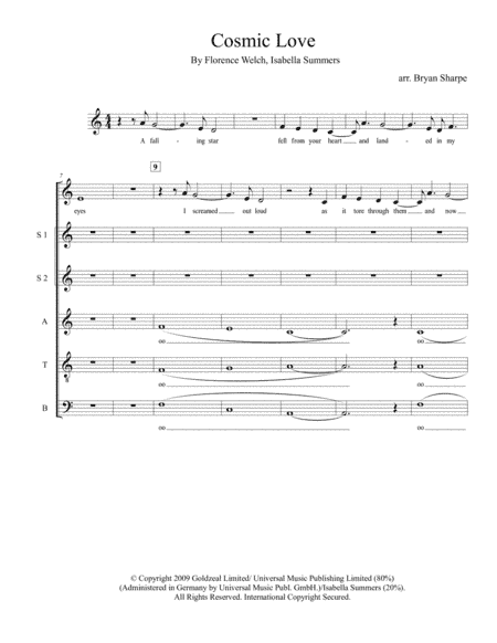 Cosmic Love (arr. Bryan Sharpe)