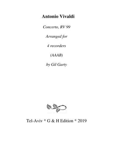 Concerto, RV 99 (arrangement for 4 recorders) (arr. Gil Garty)