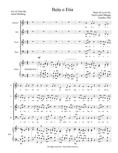 Bolo o etia (arr. Justin Dimbeng)