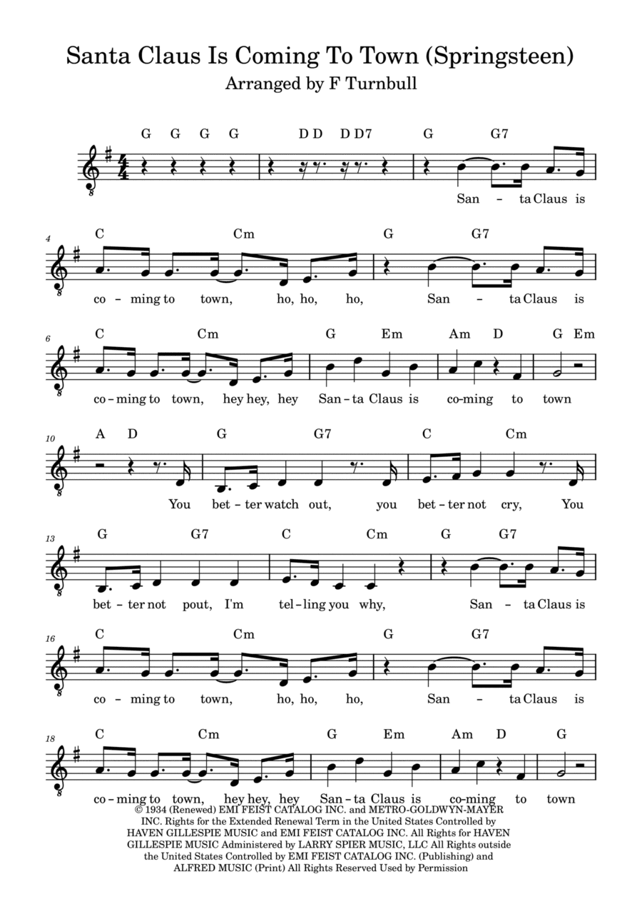 Santa Claus Is Comin' To Town (arr. F Turnbull)