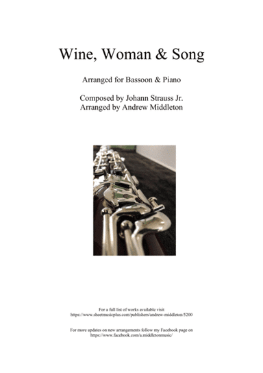 Wine, Women and Song arranged for Bassoon and Piano (arr. Andrew Middleton)