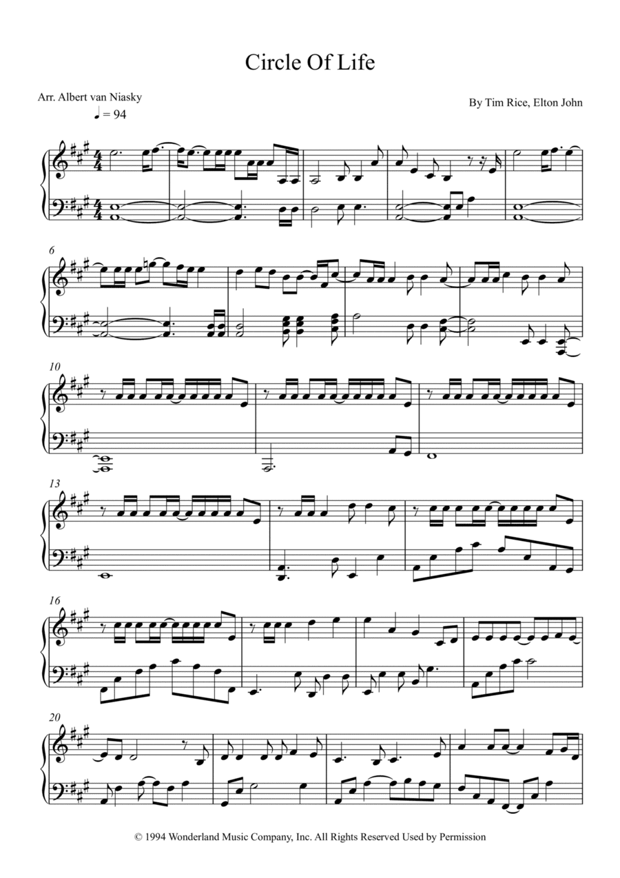 Circle Of Life (arr. Albert van Niasky)