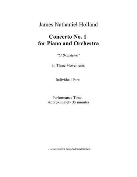 Jazz Brazilian Piano Concerto No 1 in Three Movements (Individual Parts Only)