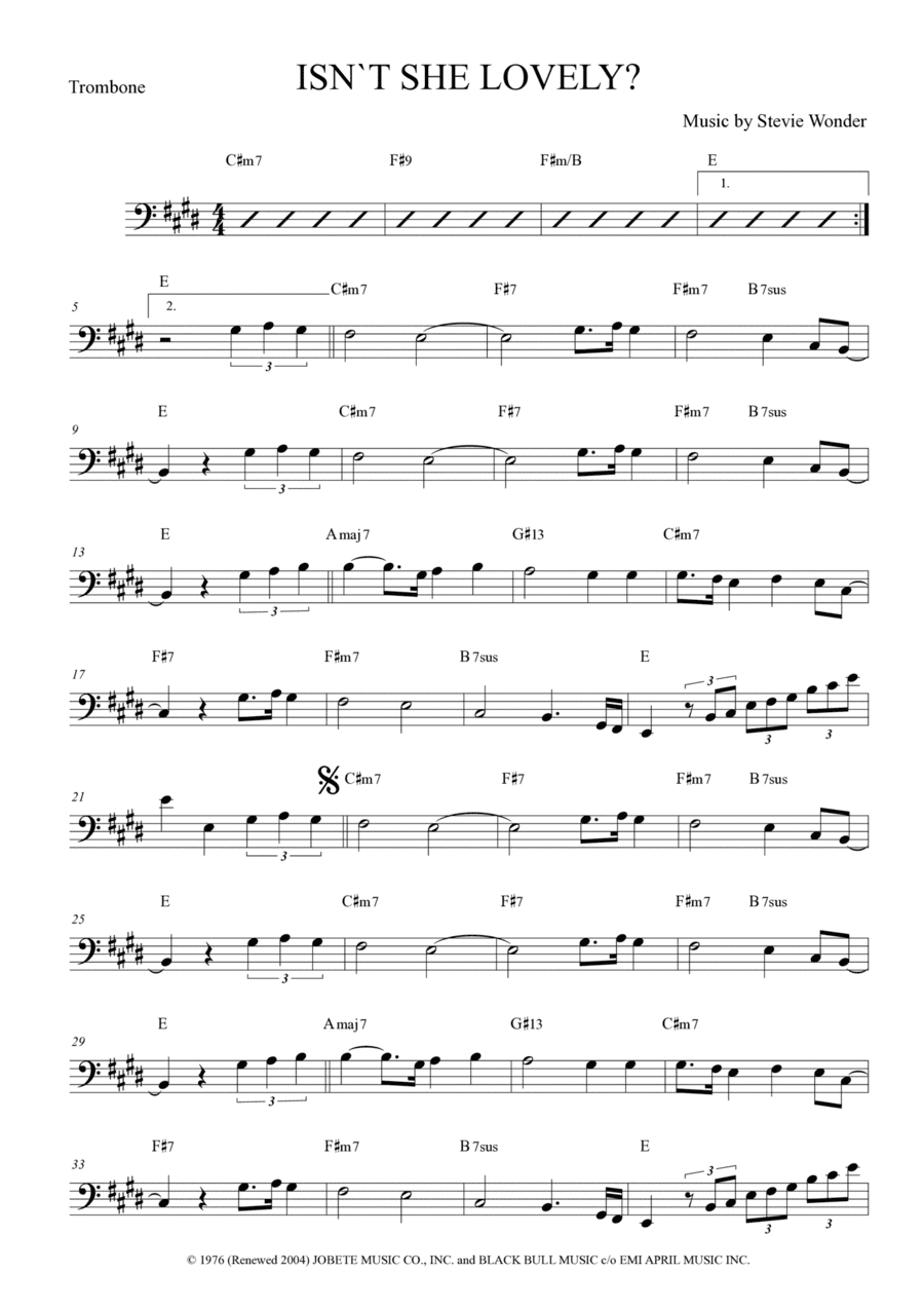 Isn't She Lovely (arr. Anderson Quevedo)