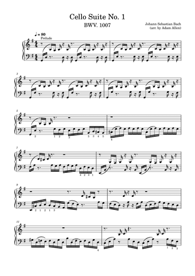 Cello Suite No. 1 in G major (Prelude) (arr. Adam Allen)