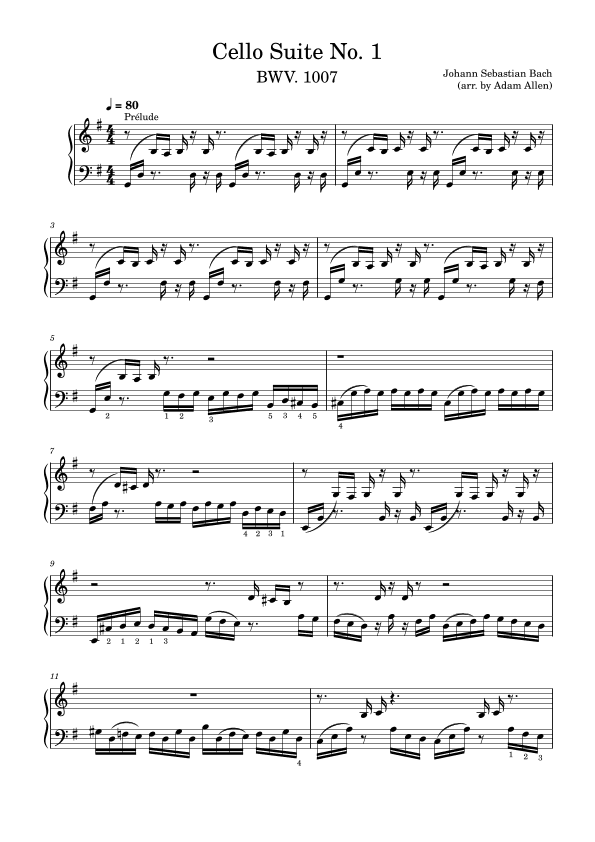 Cello Suite No. 1 in G major (Prelude) (arr. Adam Allen)