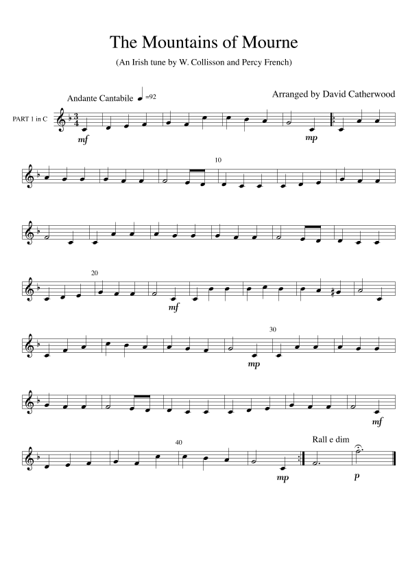 The Mountains of Mourne - An  Irish tune arranged for String Orchestra/Quartet by David Catherwood (arr. David Catherwood)