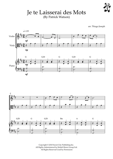 Je Te Laisserai Des Mots (arr. Thiago Joseph)