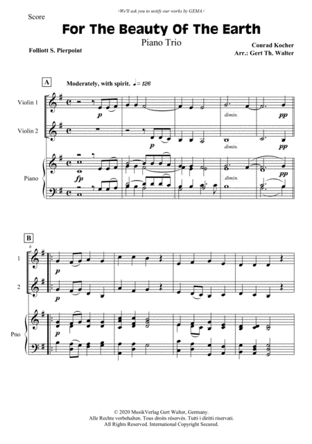 For The Beauty Of The Earth (arr. Gert Th. Walter)