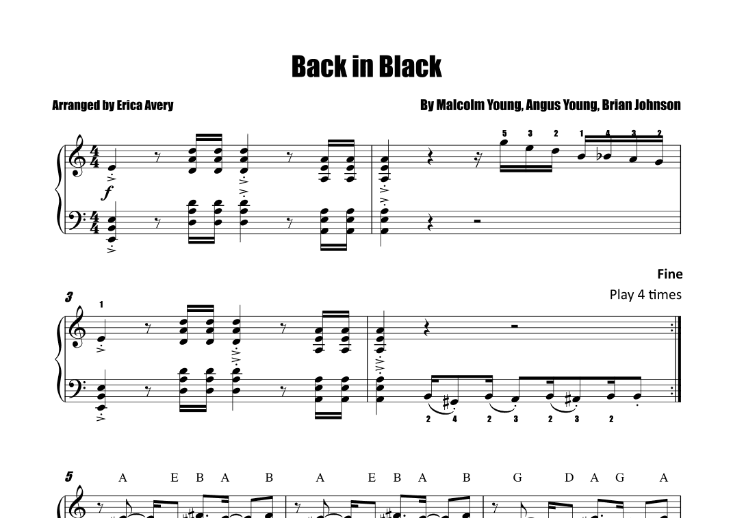 Back In Black (arr. Erica Avery)