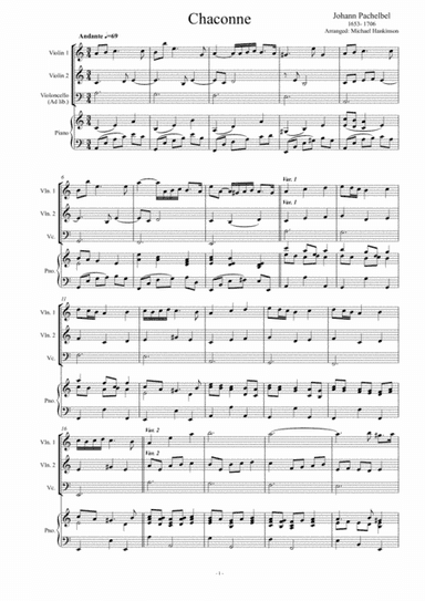 Pachelbel - Chaconne (arr. Michael Hankinson)