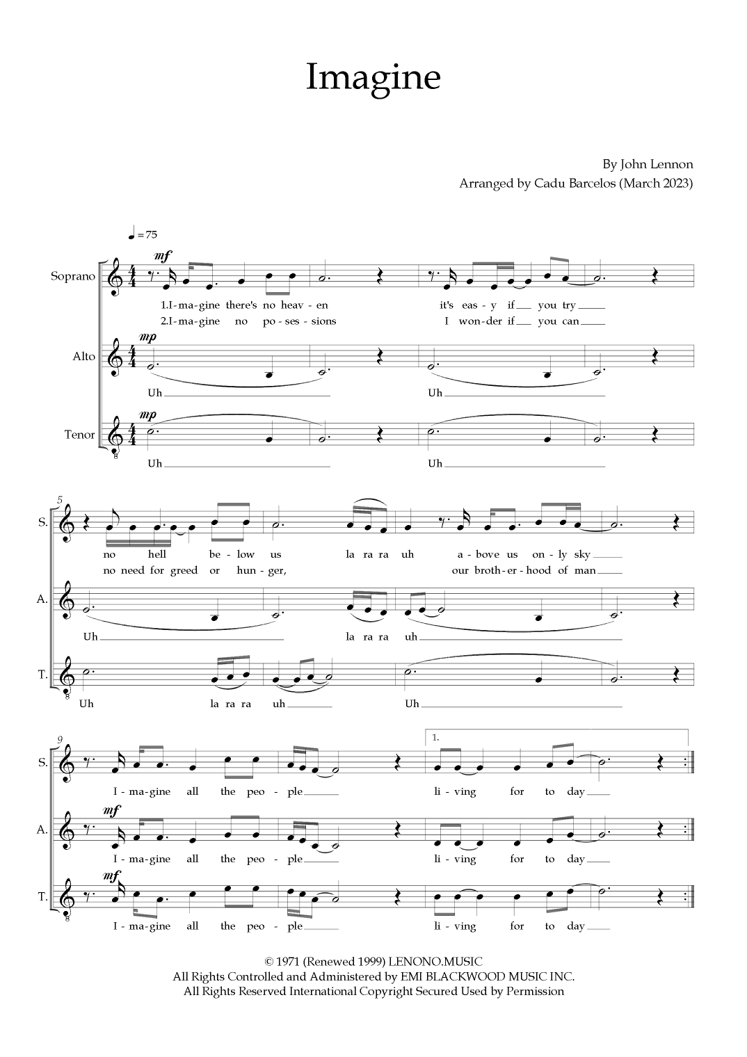Imagine (arr. Cadu Barcelos)