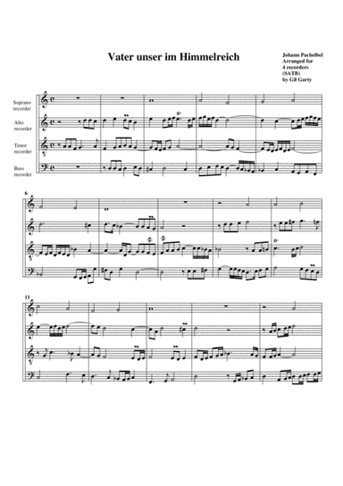 Vater unser im Himmelreich (arrangement for 4 recorders) (arr. Gil Garty)