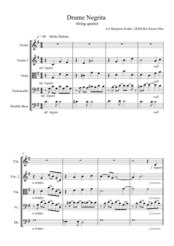 Drume Negrita (arr. Benjamin Kidds)