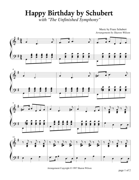 Happy Birthday by Schubert (arr. Sharon Wilson)