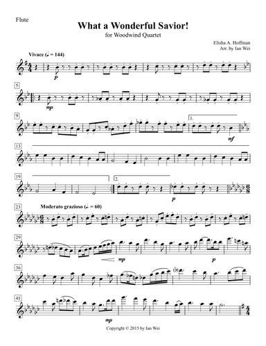 What a Wonderful Savior! for Woodwind Quartet (arr. Ian Wei)