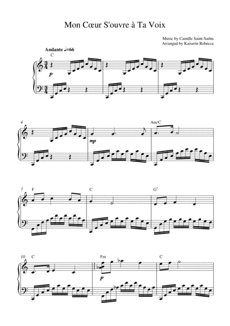 Mon Cœur S'ouvre à Ta Voix (arr. Kaiserin Rebecca)
