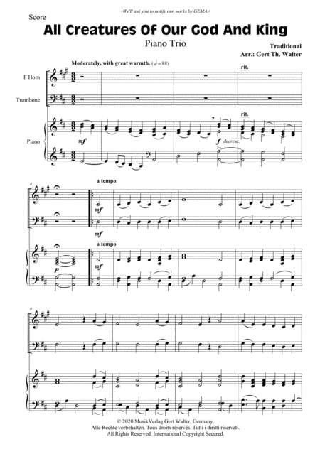 All Creatures Of Our God And King (arr. Gert Th. Walter)