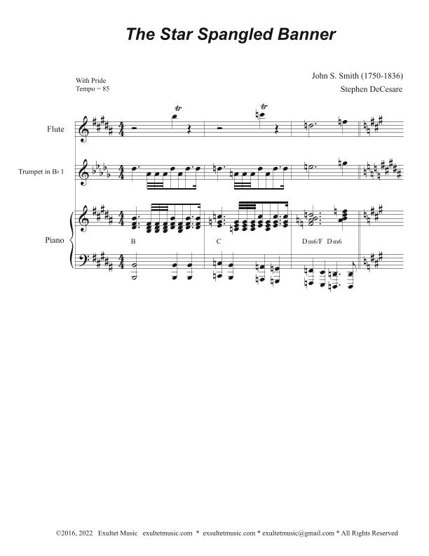 The Star Spangled Banner (Brass Quartet and Piano - Alternate Version) (arr. Stephen DeCesare)