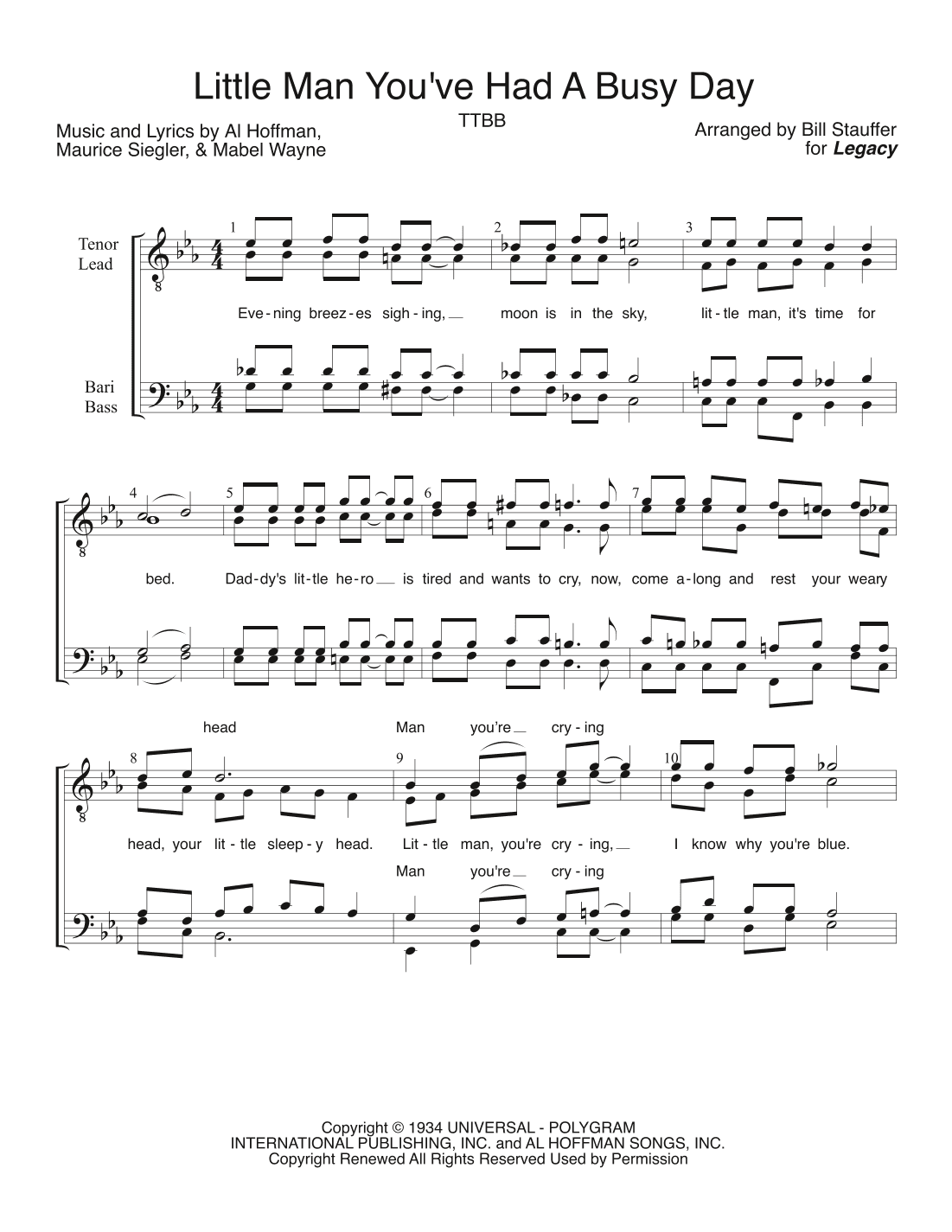 Little Man You've Had A Busy Day (arr. Bill Stauffer)