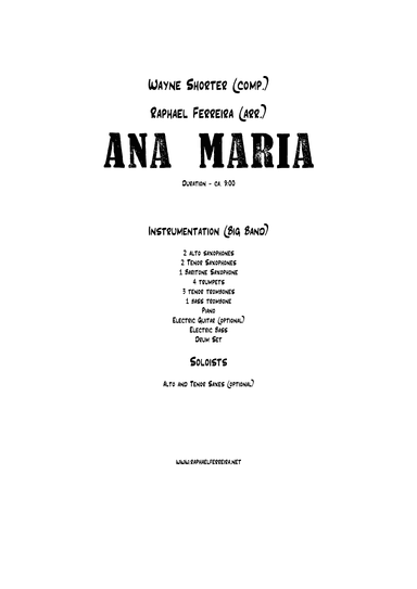 Ana Maria (arr. Raphael Ferreira)