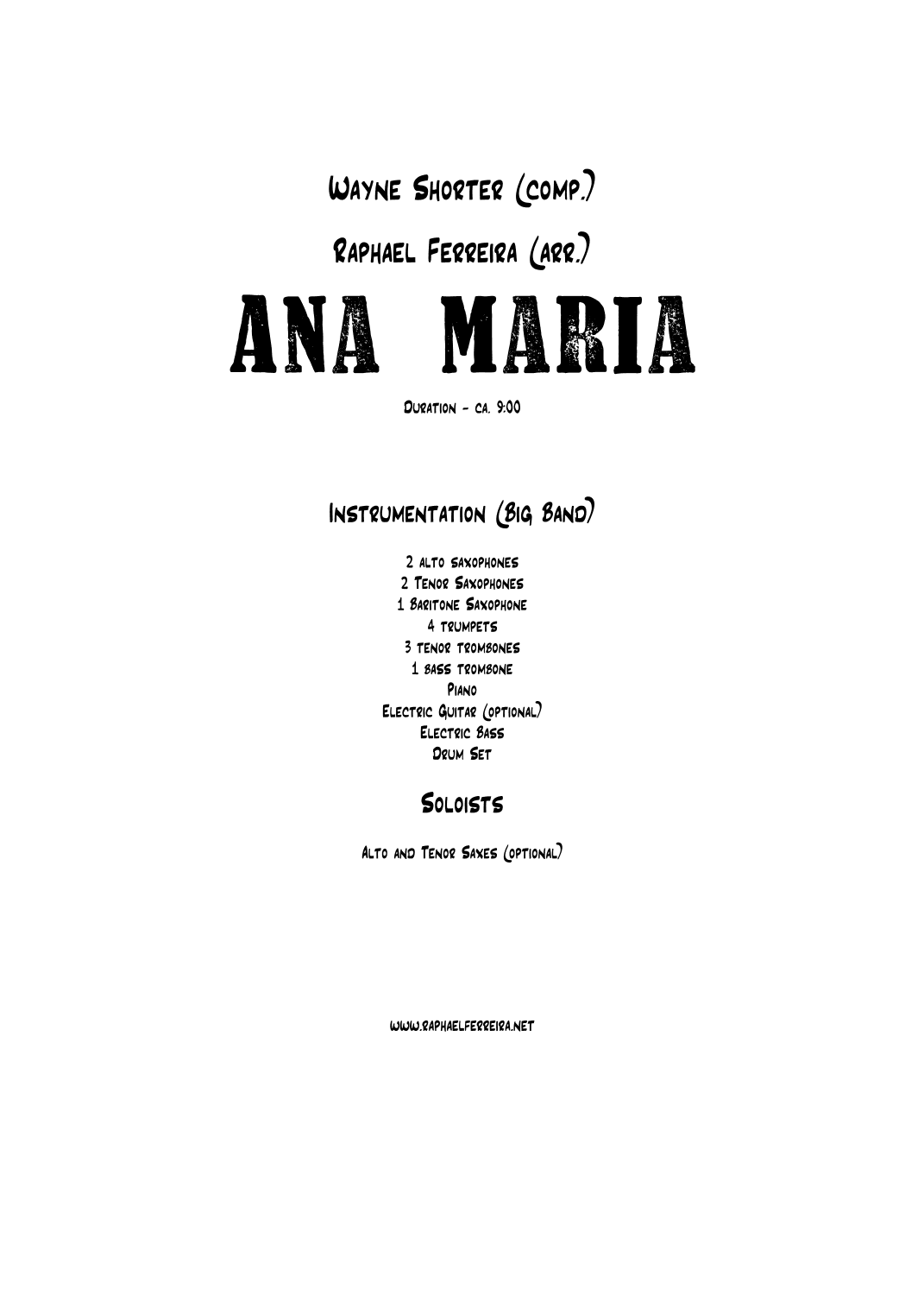 Ana Maria (arr. Raphael Ferreira)