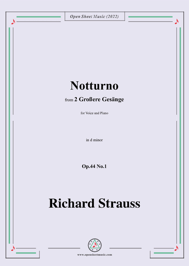 Richard Strauss-Notturno,in d minor,Op.44 No.1 (arr. OSM Press)