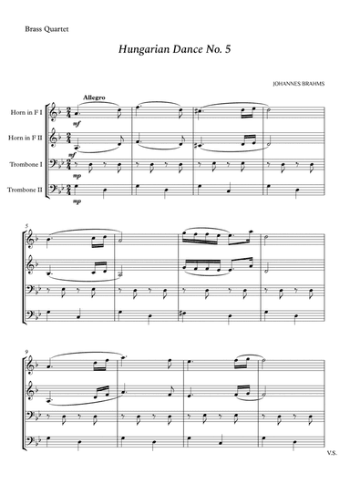 Hungarian Dance No. 5 for Brass Quartet (arr. Cássio Silva Chaves)