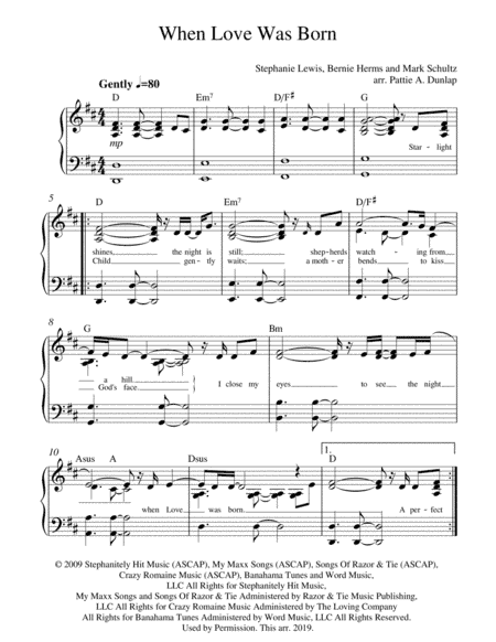 When Love Was Born (arr. Pattie A. Dunlap)